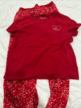 Victoria's Secret Red Heart 'Love' Girls Pajama Set